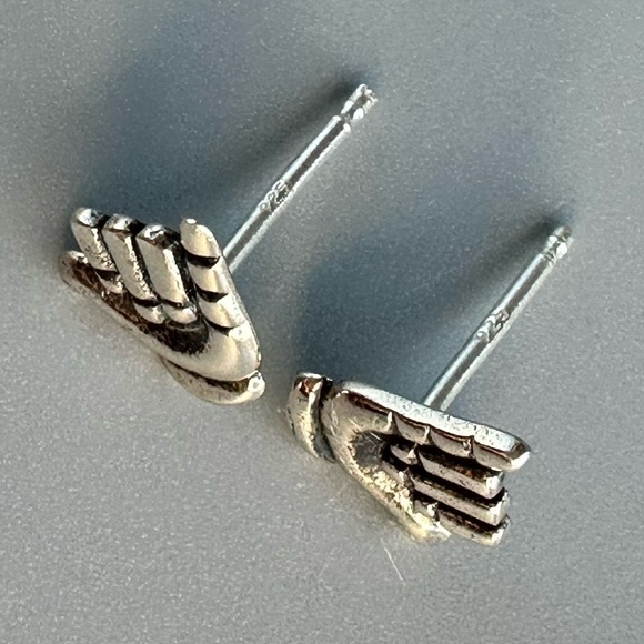 Sterling Silver Hang Loose ASL Stud Earrings - Picture 10 of 11